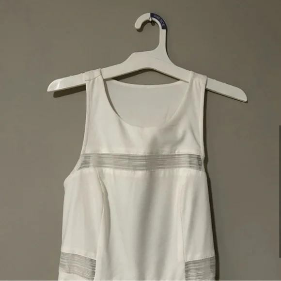 LuLu’s Coveted Curated Collected White Stripe Mini Dress with Mesh Detailing - Picture 4 of 8